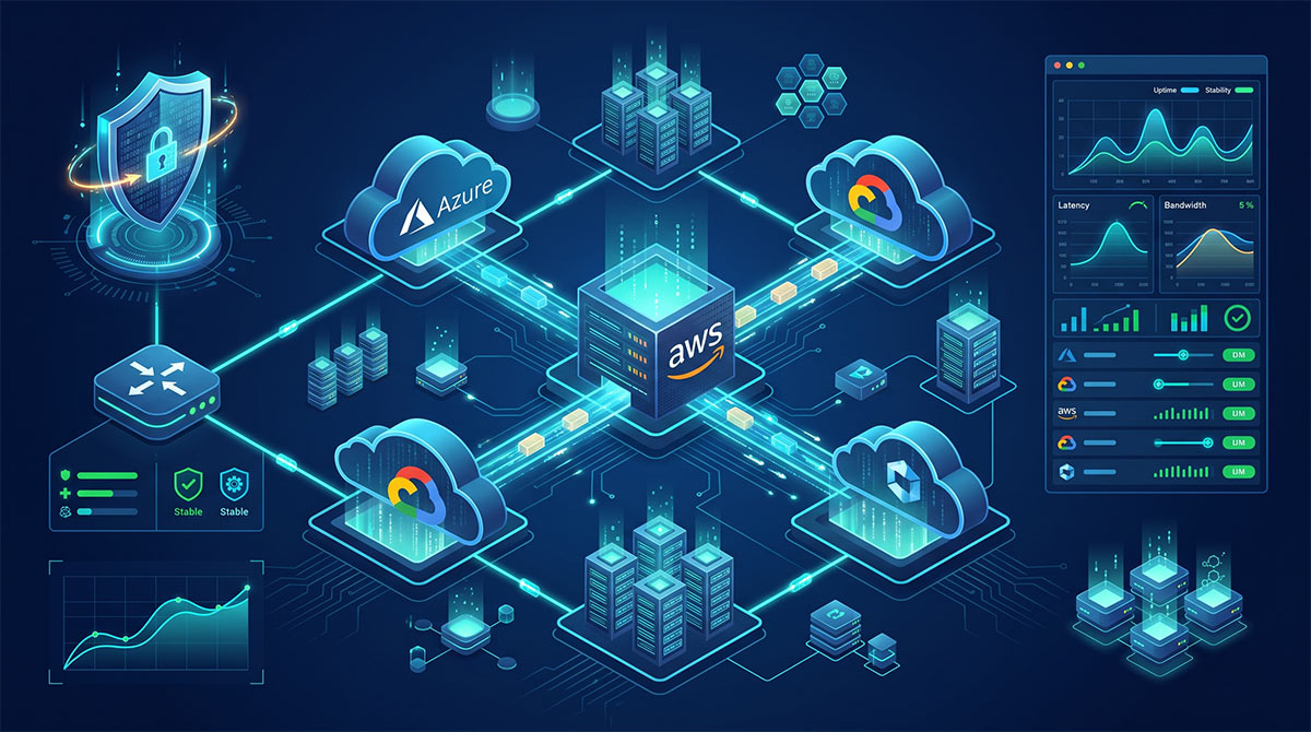AWS Interconnect 多雲私有專線與跨雲資安防護架構主視覺