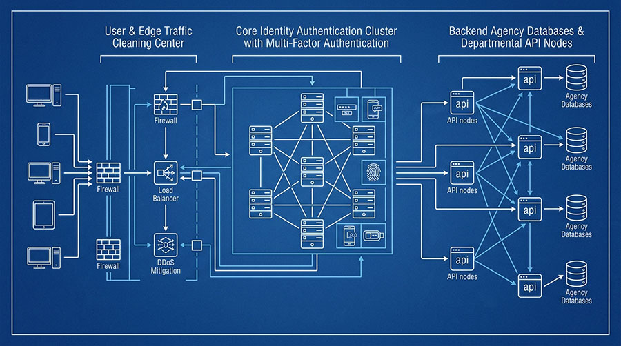 digital-identity-api-gateway-architecture 公共數位身分認證平台與跨機關 API 資料交換架構之高可用性與流量清洗佈局